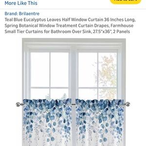 Teal Blue Eucalyptus Window Curtains